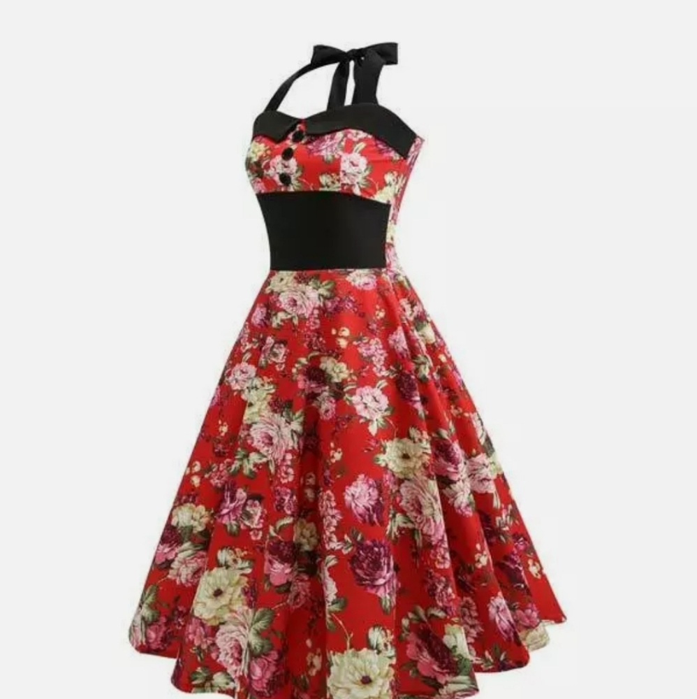 Red Halter Pinup dress